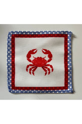 Yengeç Desenli Dijital Baskılı, Kenarı Nakışlı Dekoratif Kokteyl Peçeteleri